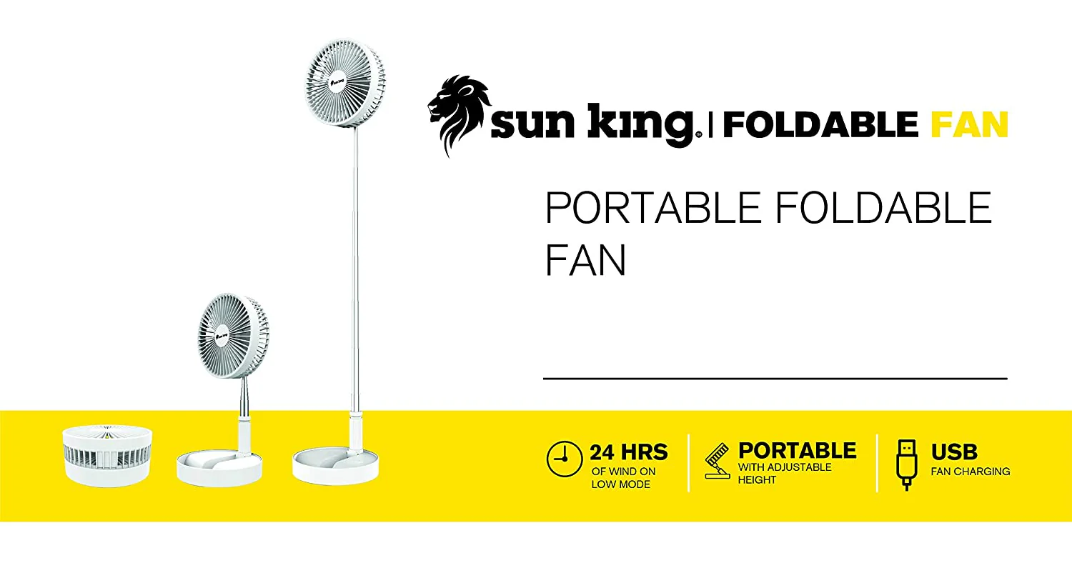 SunKing Foldable Battery Powered Fan - Adjustable Size - Image 3