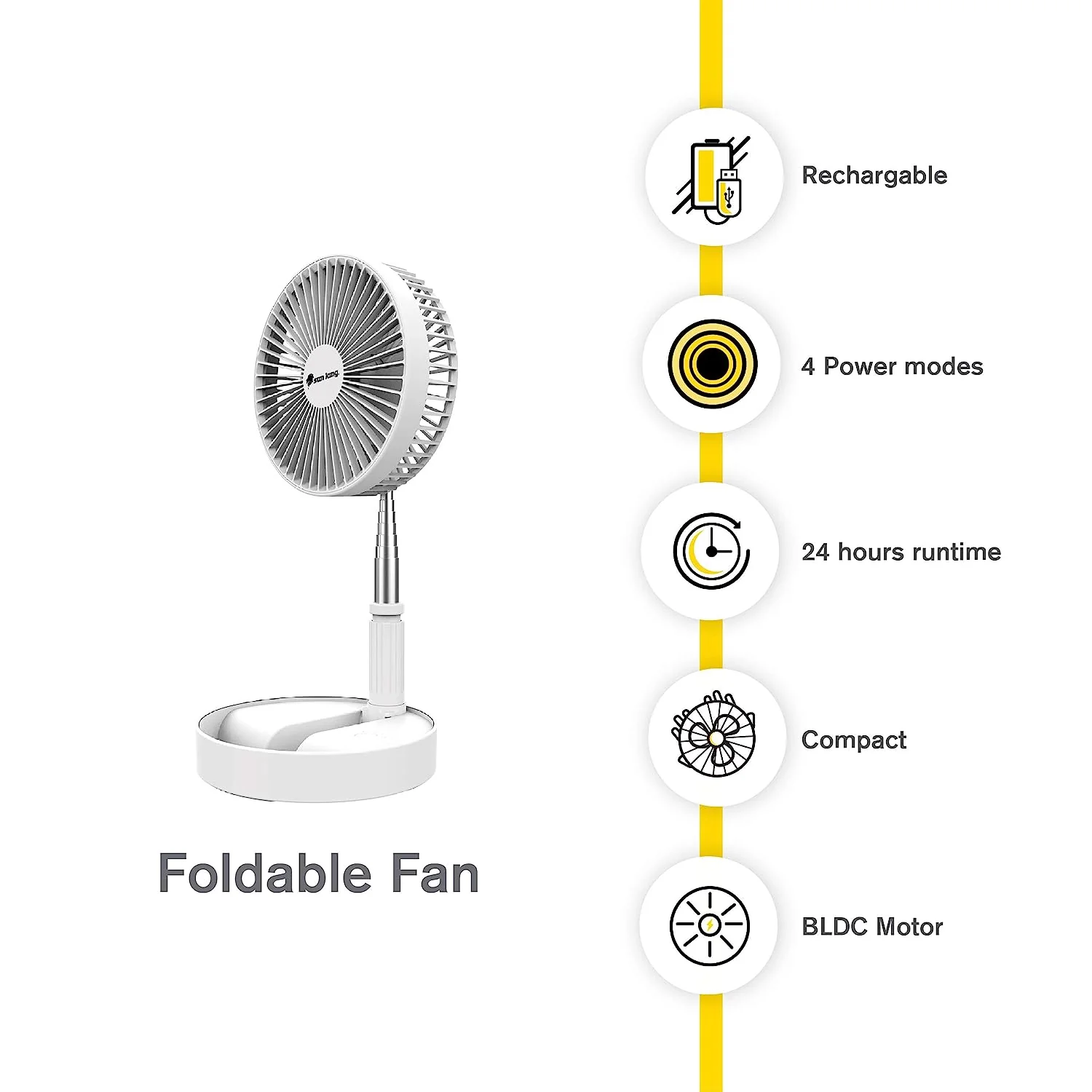 SunKing Foldable Battery Powered Fan - Adjustable Size - Image 4